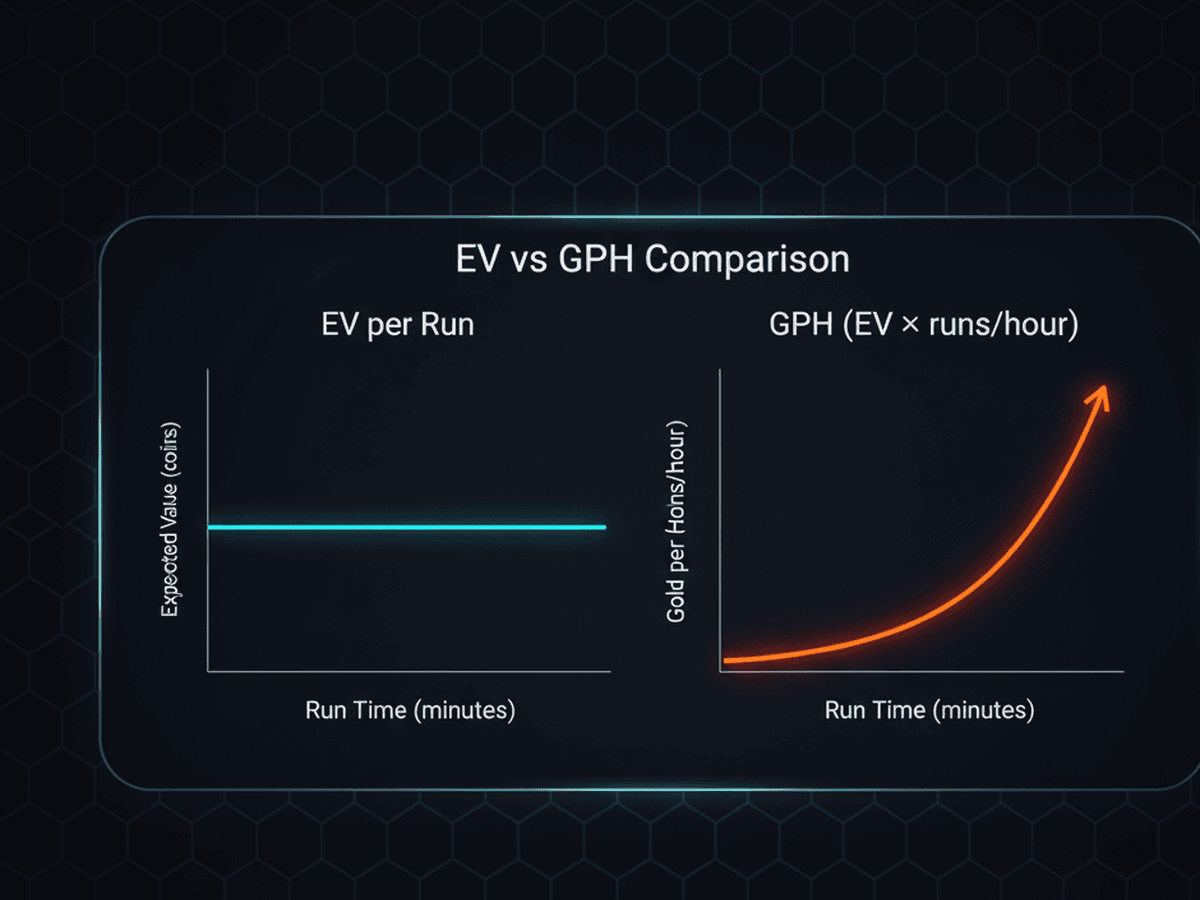Comparison of EV per run versus GPH showing time impact on hourly returns