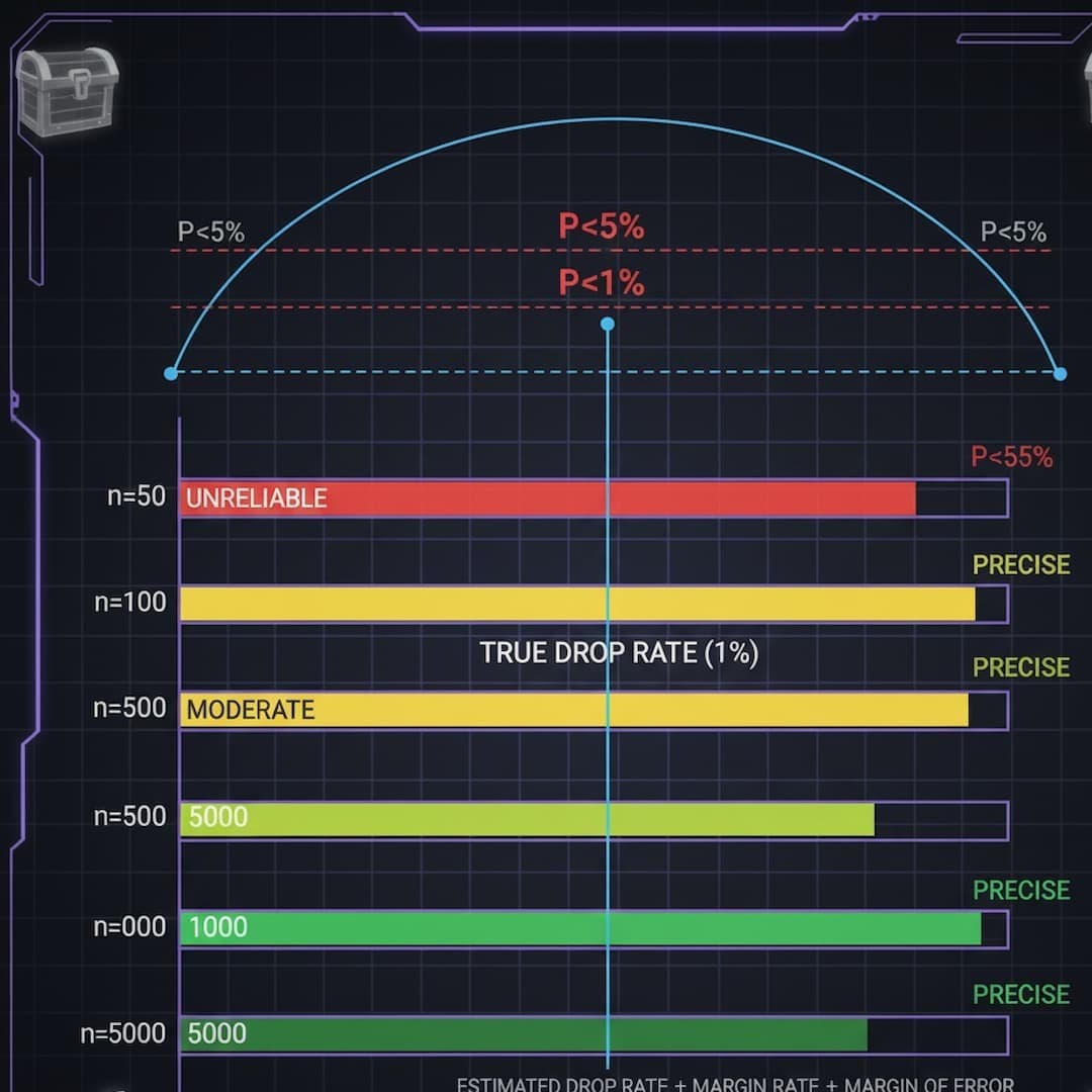 Confidence interval chart showing drop rate estimation ranges and drought thresholds