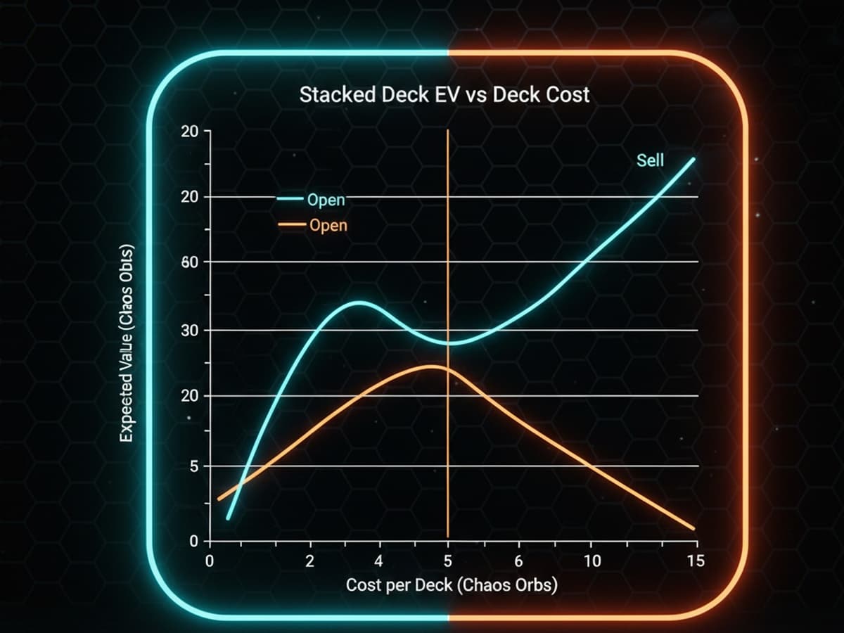 Stacked Deck EV versus deck cost: open vs sell comparison